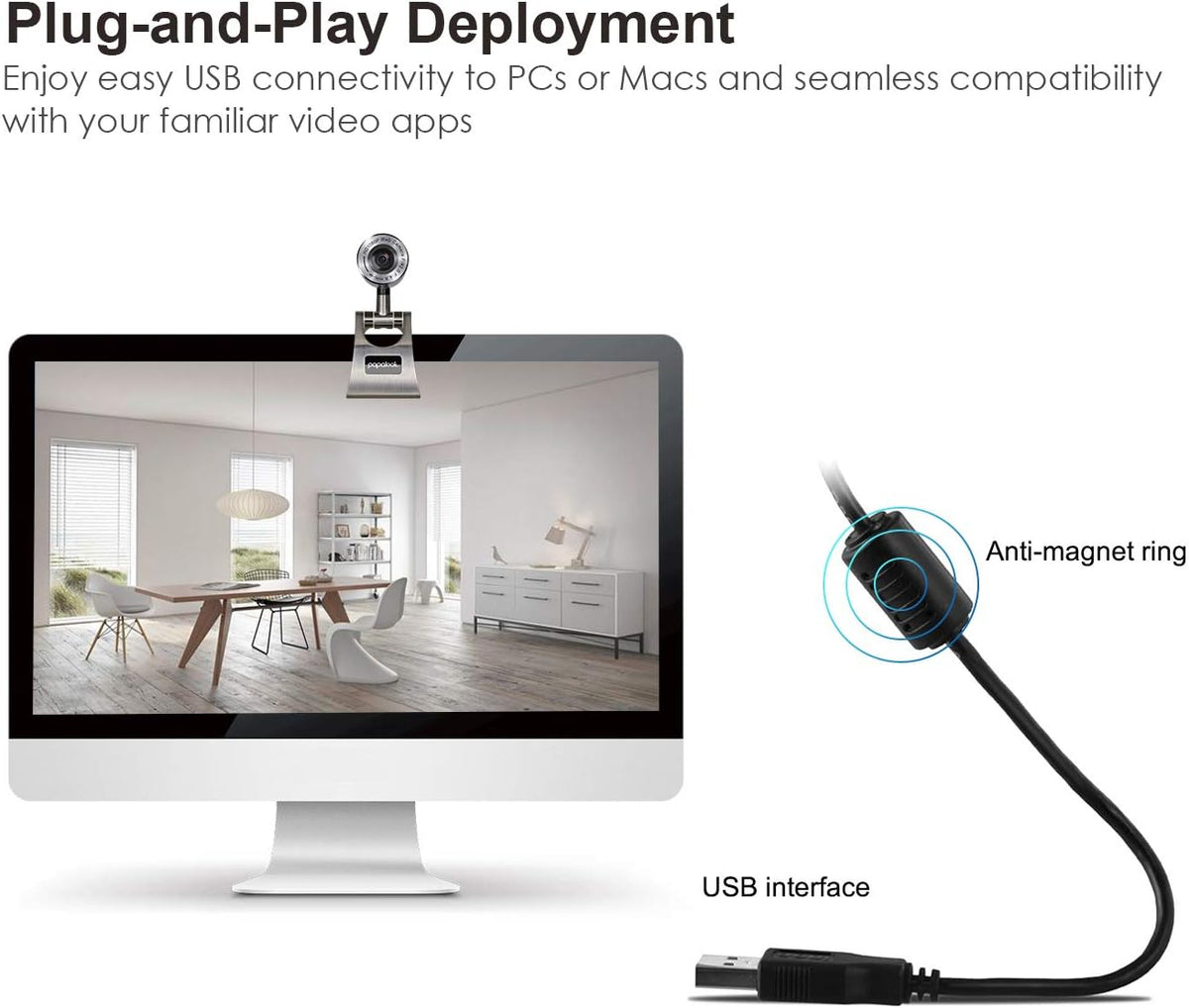 Full HD 1080P Webcam with Built-in Mic J38074