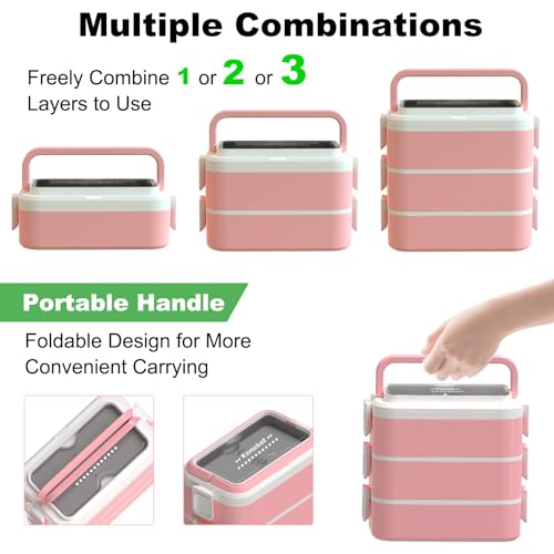 3000ML 3 Layers Leakproof Microwave Safe Bento Box with Utensil Set E637801