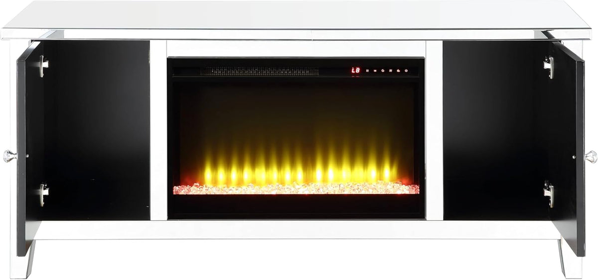 Mirrored TV Stand with Fireplace J158506
