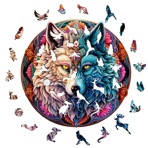 Mandala Yin Yang Wolf Wooden Puzzle (190pcs, 11.4"x11.1") U148291