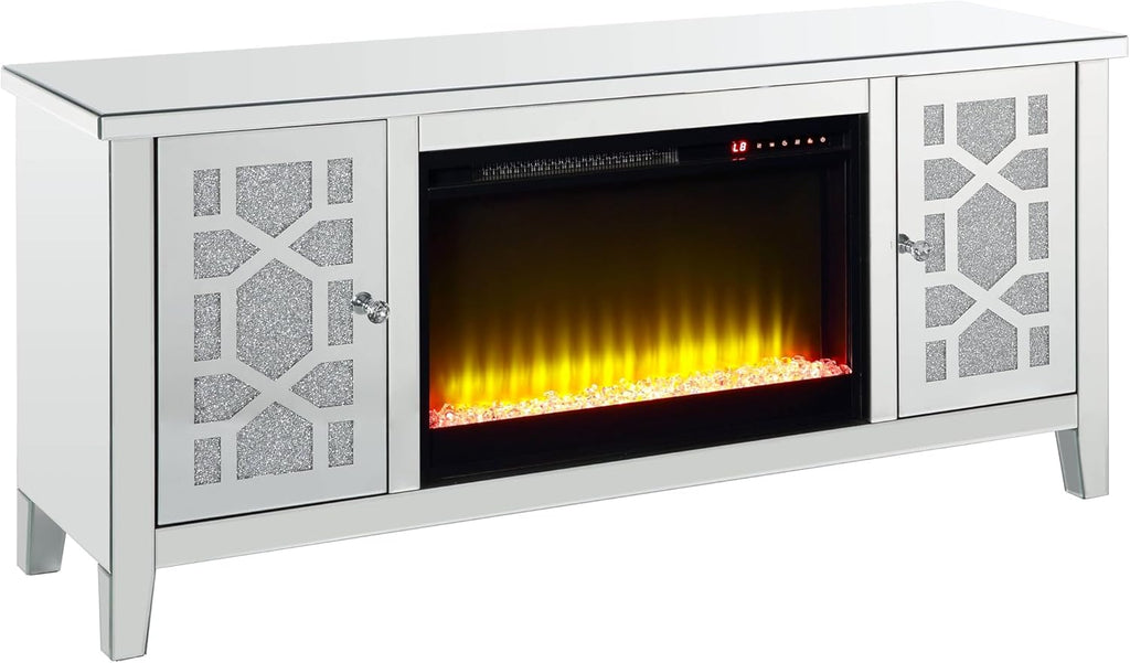 Mirrored TV Stand with Fireplace J158506