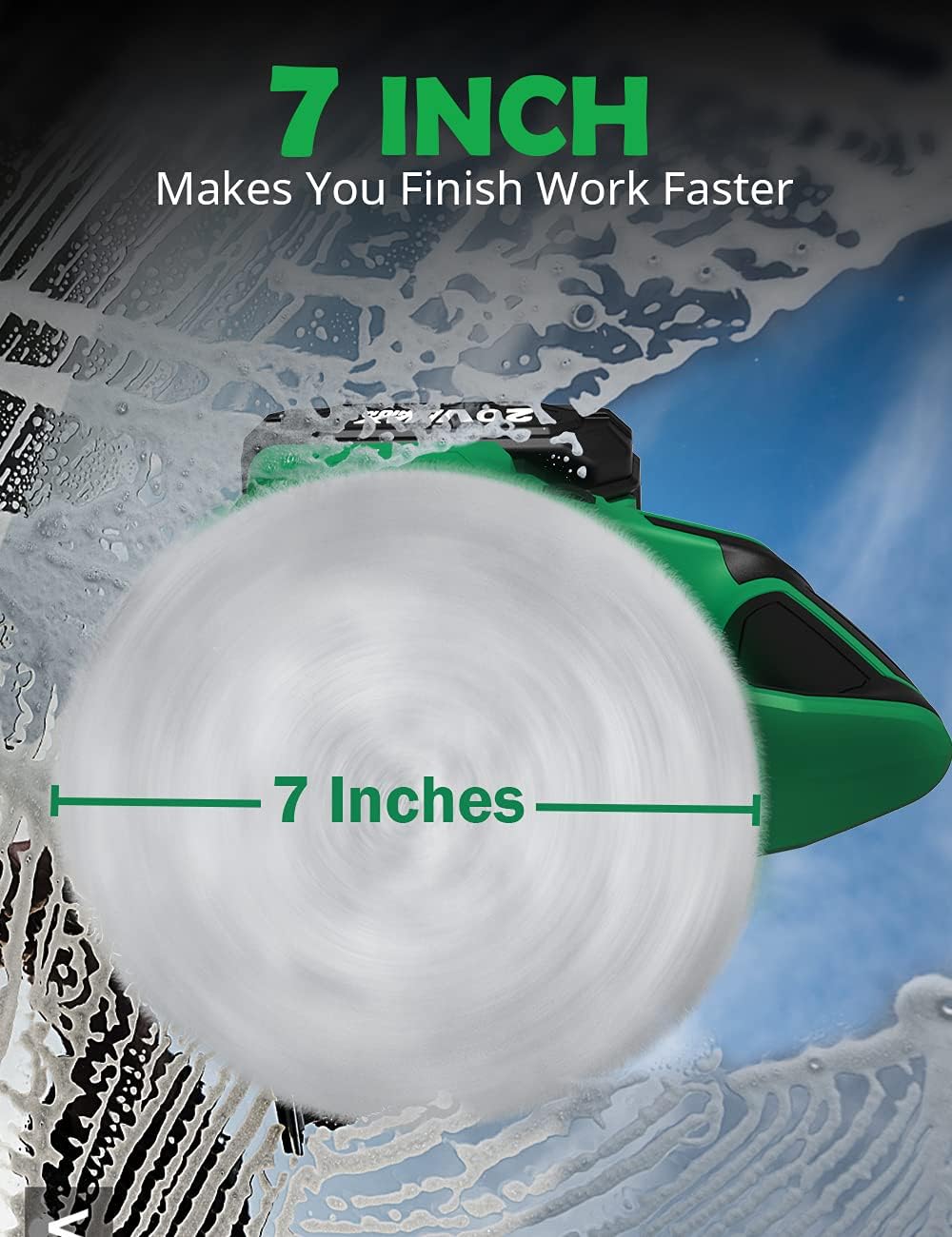 20V 7Inch Cordless Random Orbital Polisher with 6 Pads Z909
