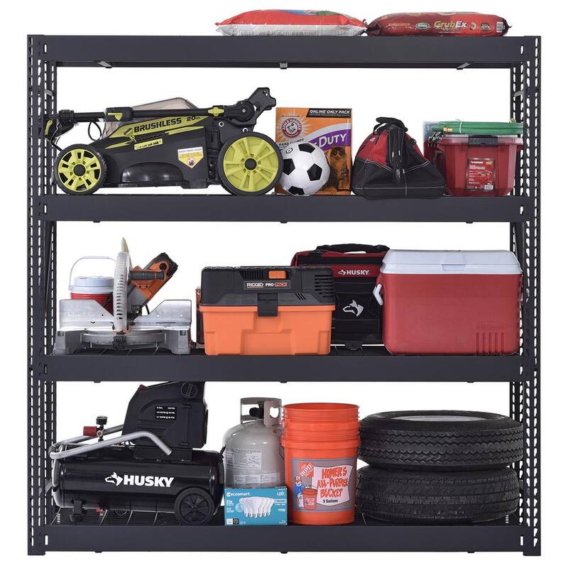 4-Tier Steel Garage Storage Shelving Unit in Black N7294