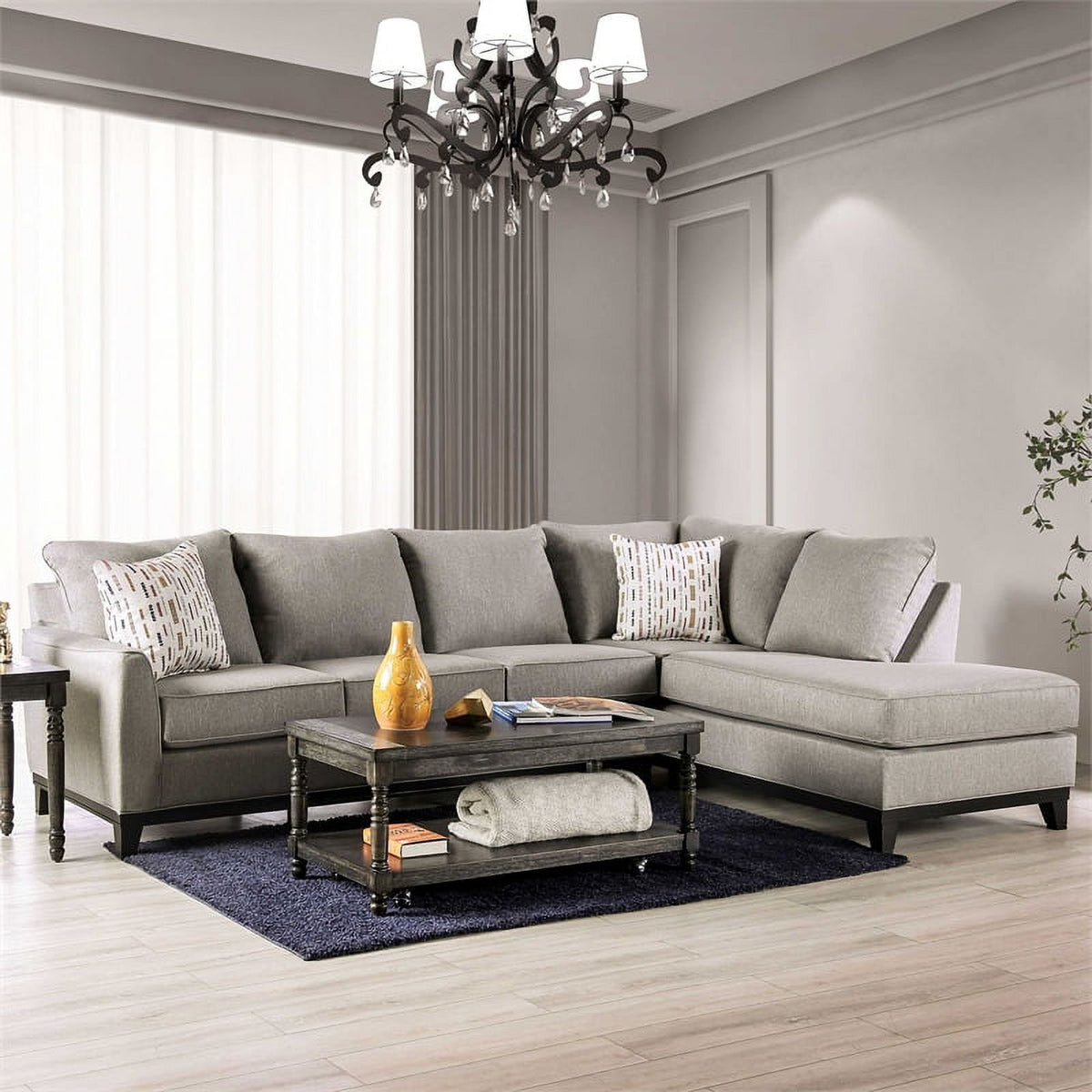 Light Gray Fabric L-Shaped Sectional P669529