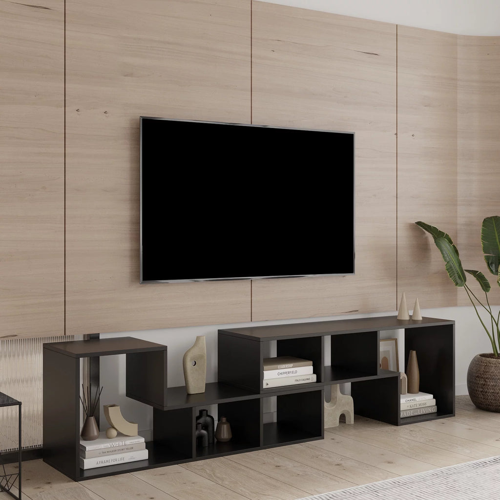 Black L-Shaped TV Stand P859497