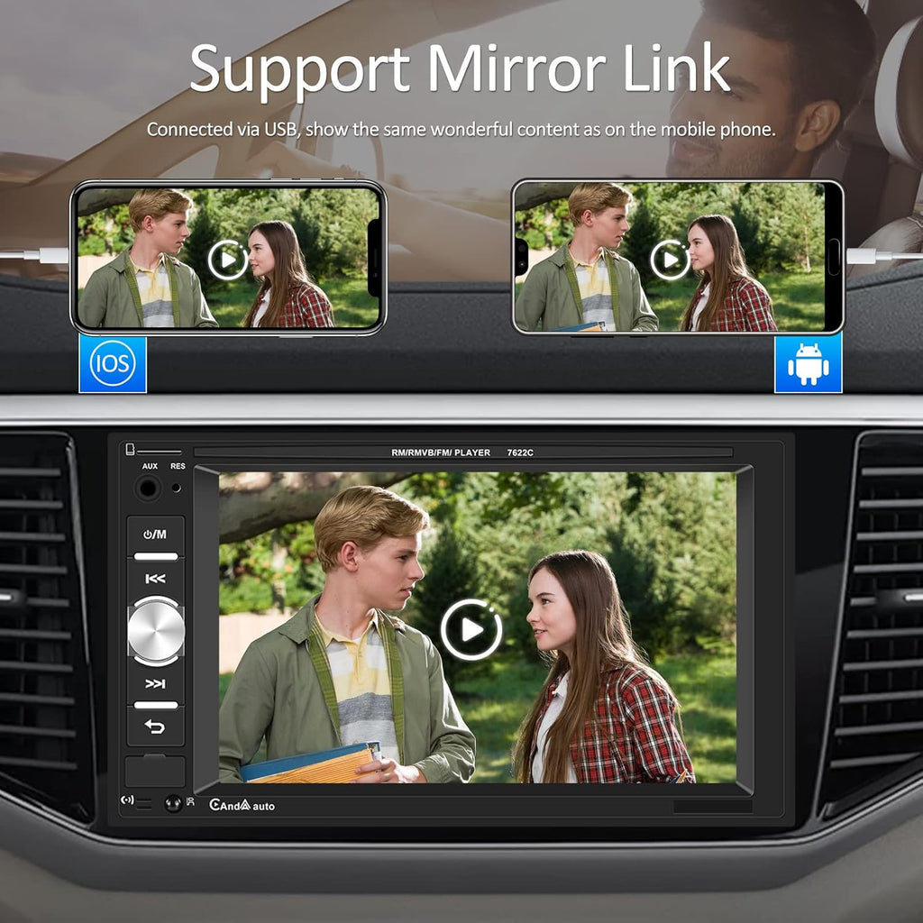 6.2" Touch Screen Car Stereo with Carplay Android Auto Bluetooth Backup Camera H940