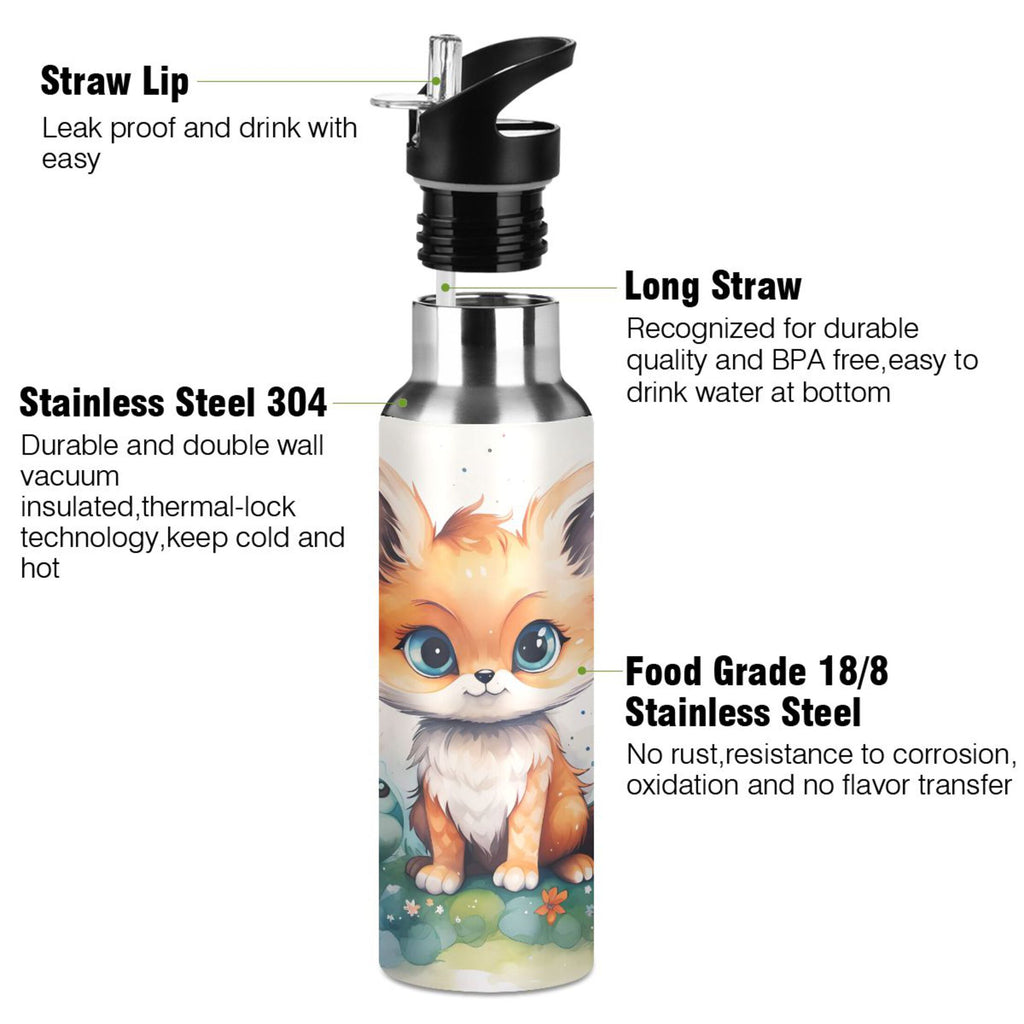 Stainless Steel Insulated Thermos Vacuum Flask Water Bottle with Straw Lid U3043