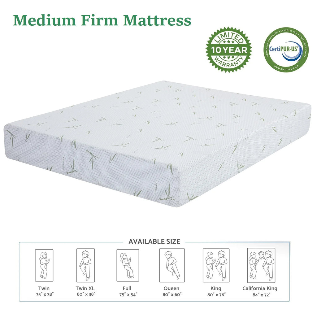Queen Medium Gel Memory Foam Mattress with Bamboo Knit Cover J348911