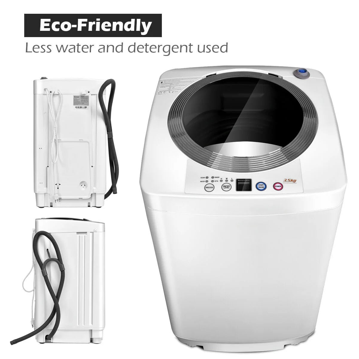 Portable 7.7 lbs Automatic Laundry Washing Machine with Drain Pump H59445