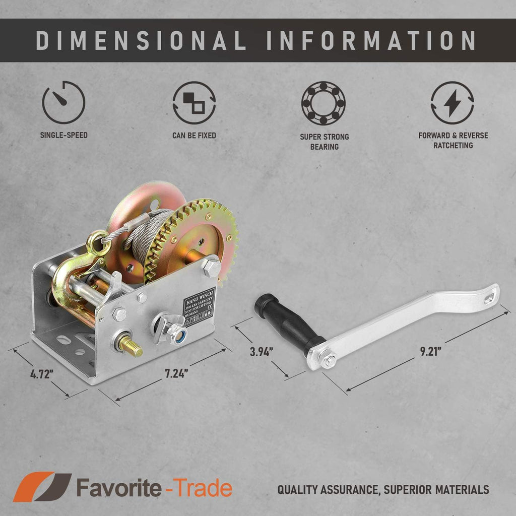 3500 lbs Hand Winch with Cable Pack of 2 M95802
