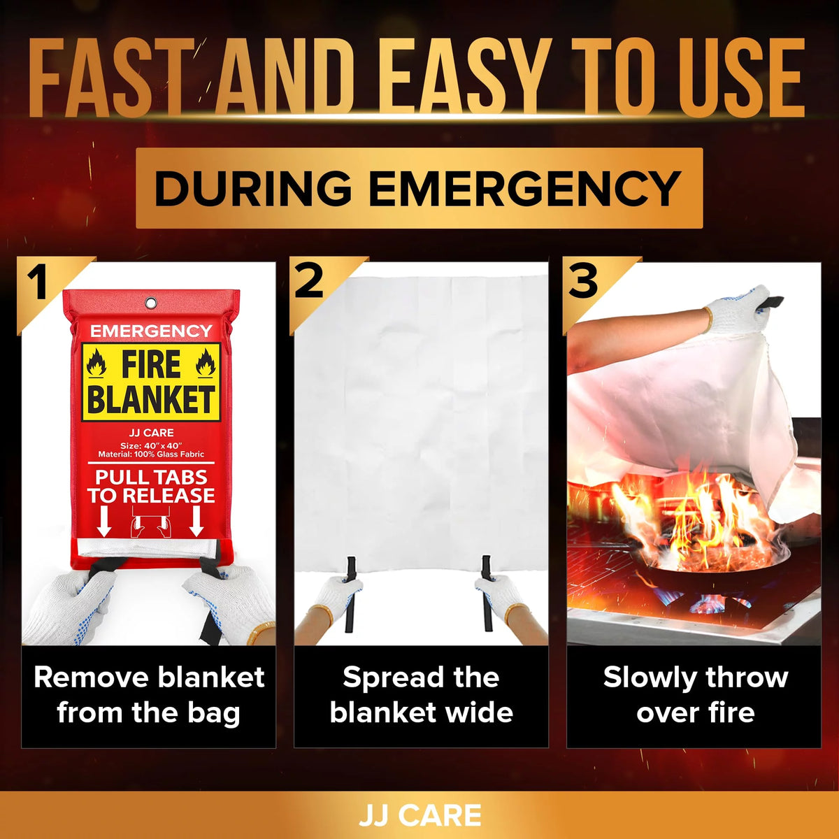 Fire Blanket 4 Packs with Hooks C593