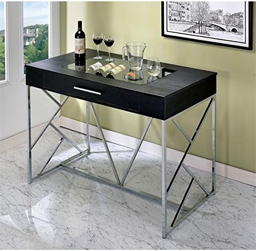 Chrome and Black Metal Counter Height Table G52641