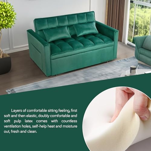 Black Velvet Convertible Sofa Bed with 2 Pillows V12107