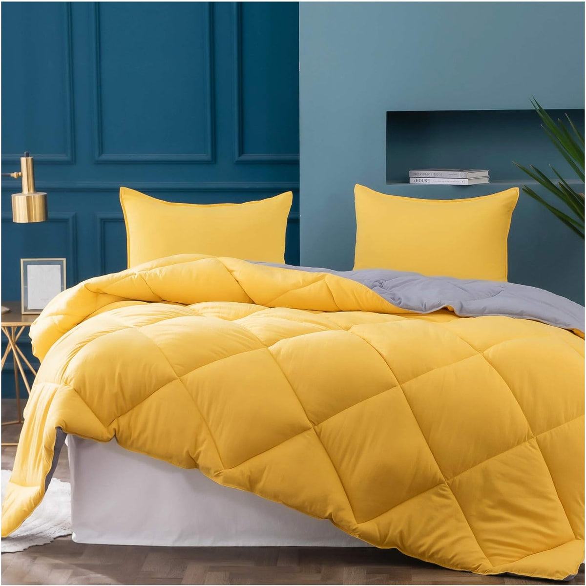 Twin Reversible Comforter Set with Down Alternative Filling K26358