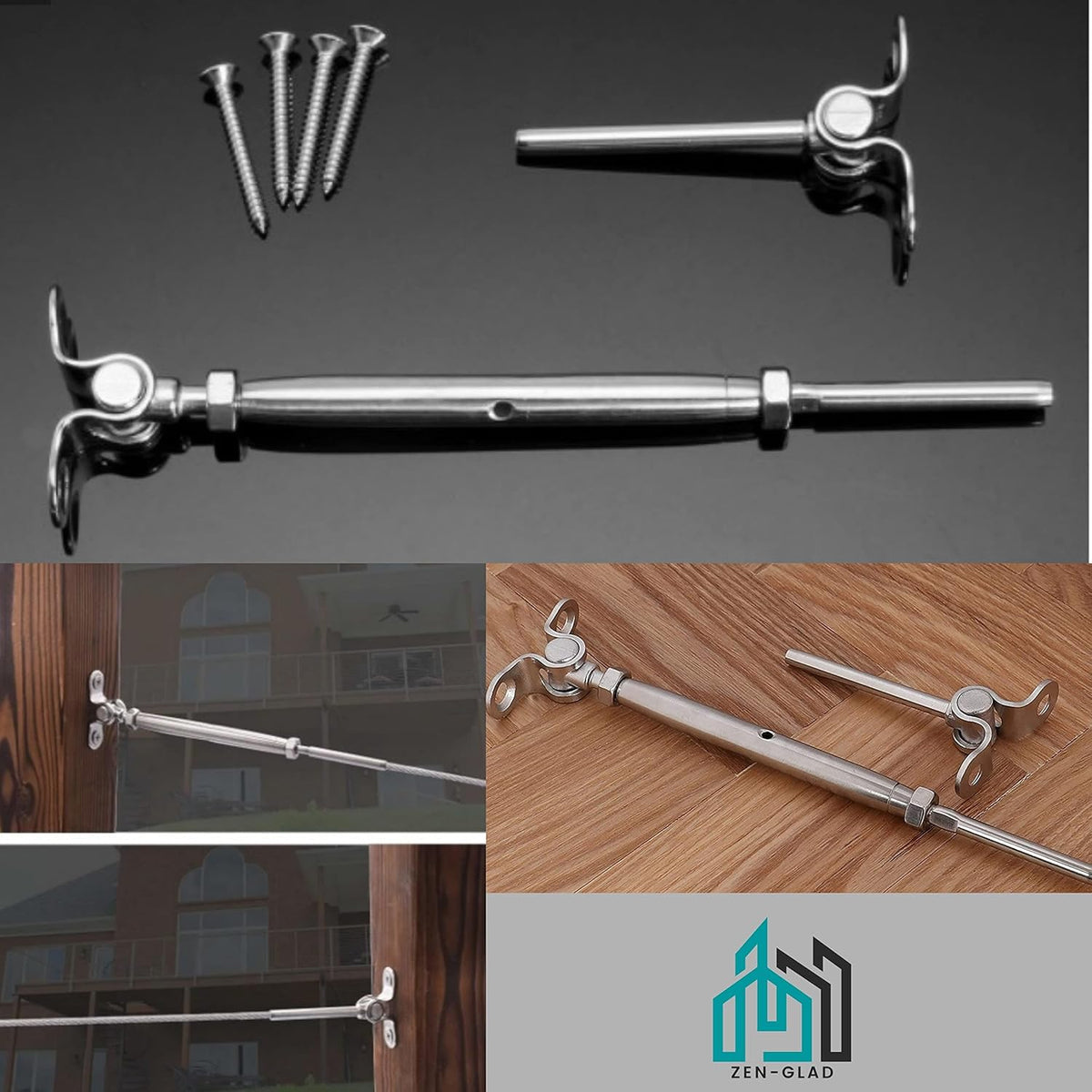 20 Sets T316 Stainless Steel Adjustable Angle Cable Railing Hardware Kit C154197