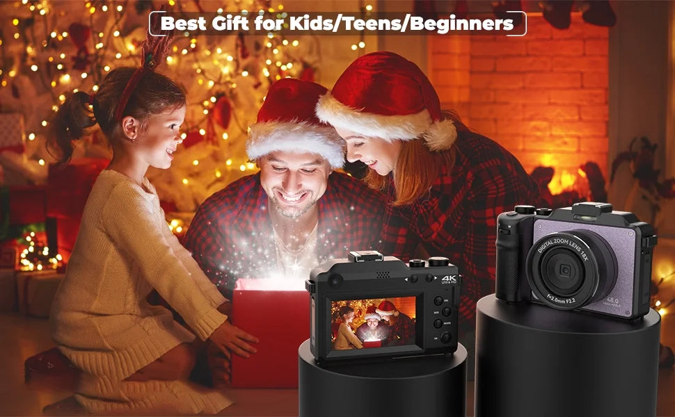 48MP 4K Digital Camera with Dual Cameras and 32GB Micro Card J44744