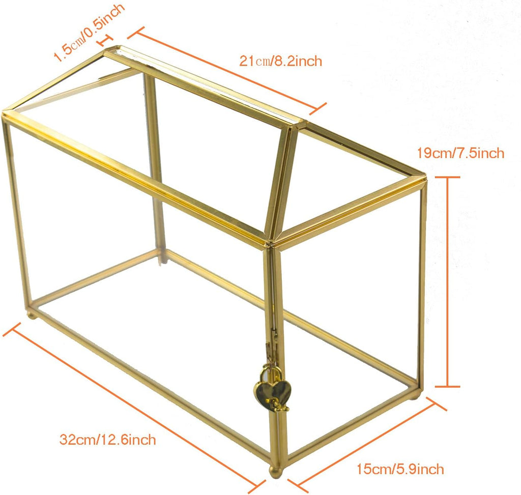 Gold Glass Card Box with Lid B70458