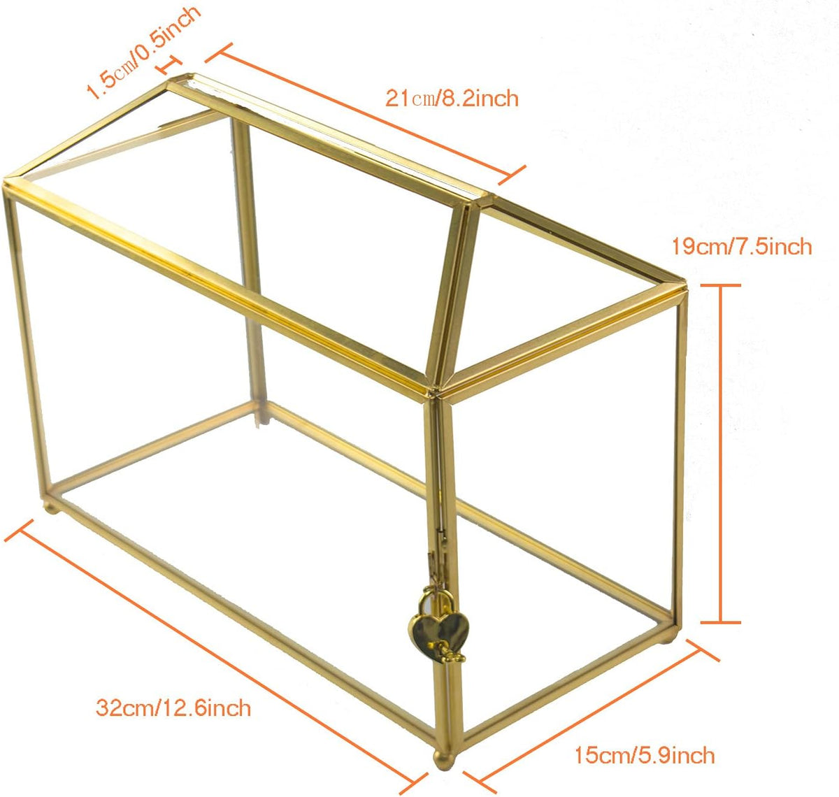 Gold Glass Card Box with Lid B70458