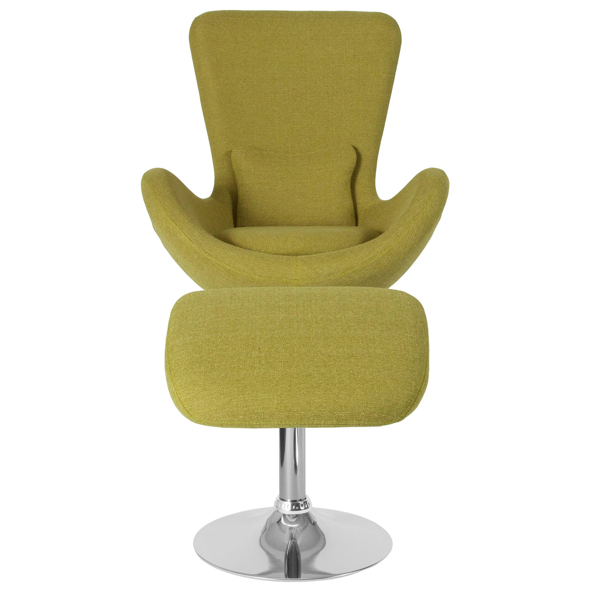 Green Fabric Side Reception Chair with Ottoman Q368175