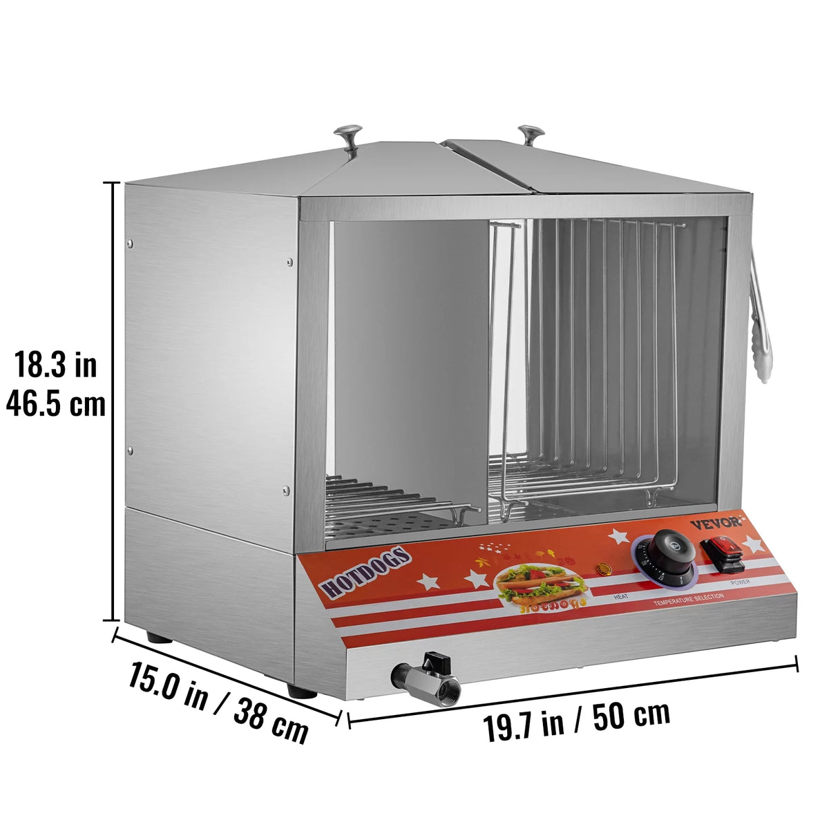 Stainless Steel Electric Hot Dog Warmer with Bun Warmer R257