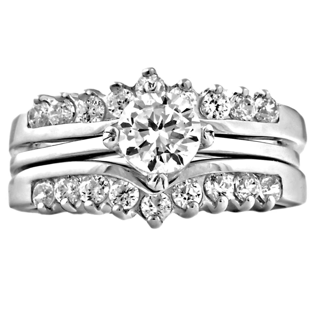 1.04ct CZ Sterling Silver Wedding Ring Set with Ring Guard R865976