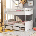 White Full Over Full Bunk Bed with Drawers and Storage F45392
