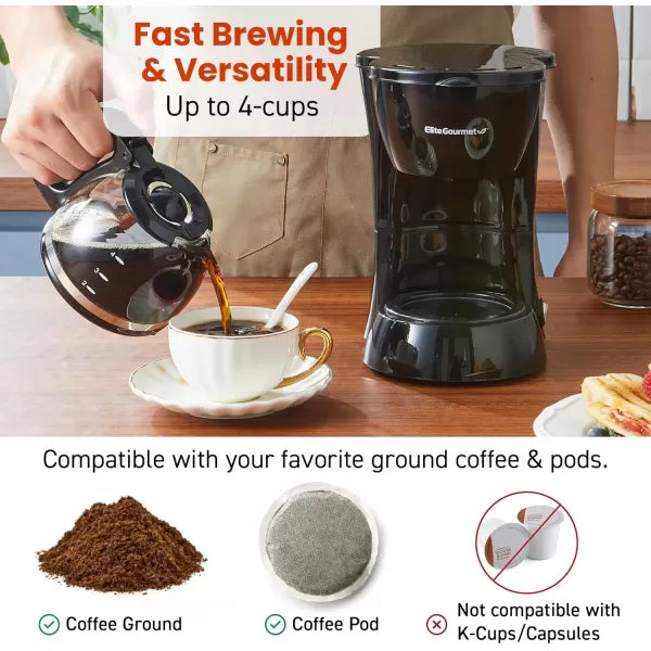 5-Cup Automatic Brew & Drip Coffee Maker with Reusable Filter (Black) S464767