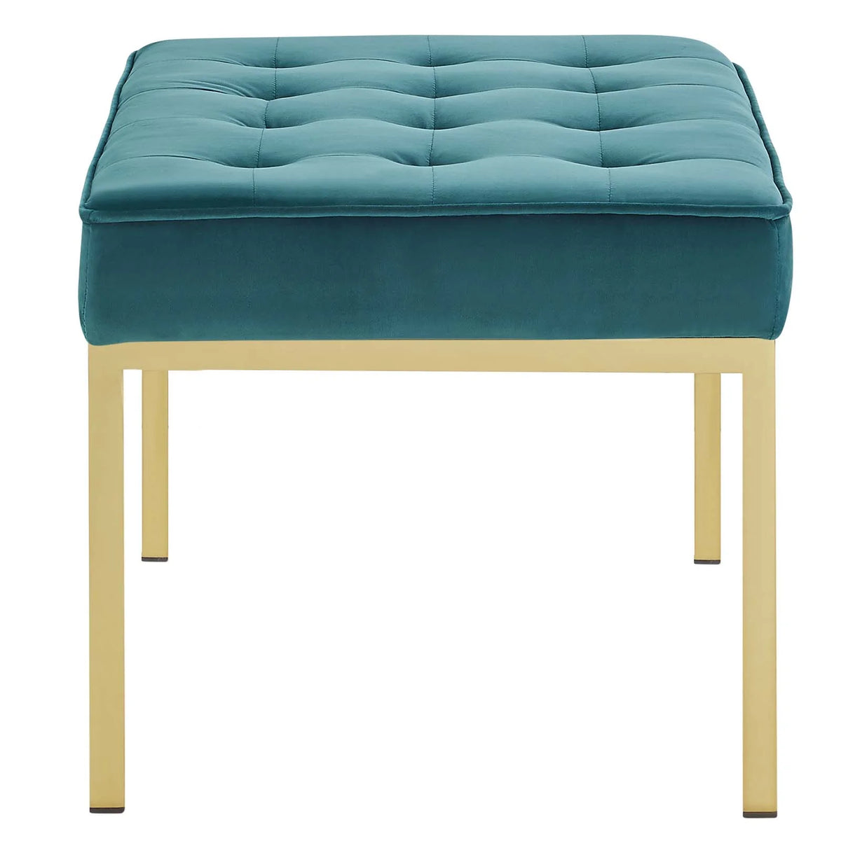 Teal Performance Velvet Bench with Gold Stainless Steel Leg S1361