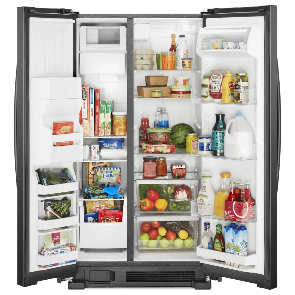 Freestanding Side by Side Refrigerator, 21.4 Cu. Ft. Total Capacity, Frameless Glass W438