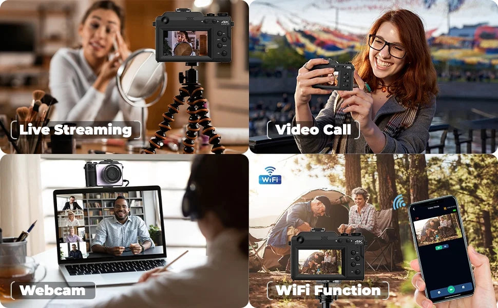 48MP 4K Digital Camera with Dual Cameras and 32GB Micro Card J44744