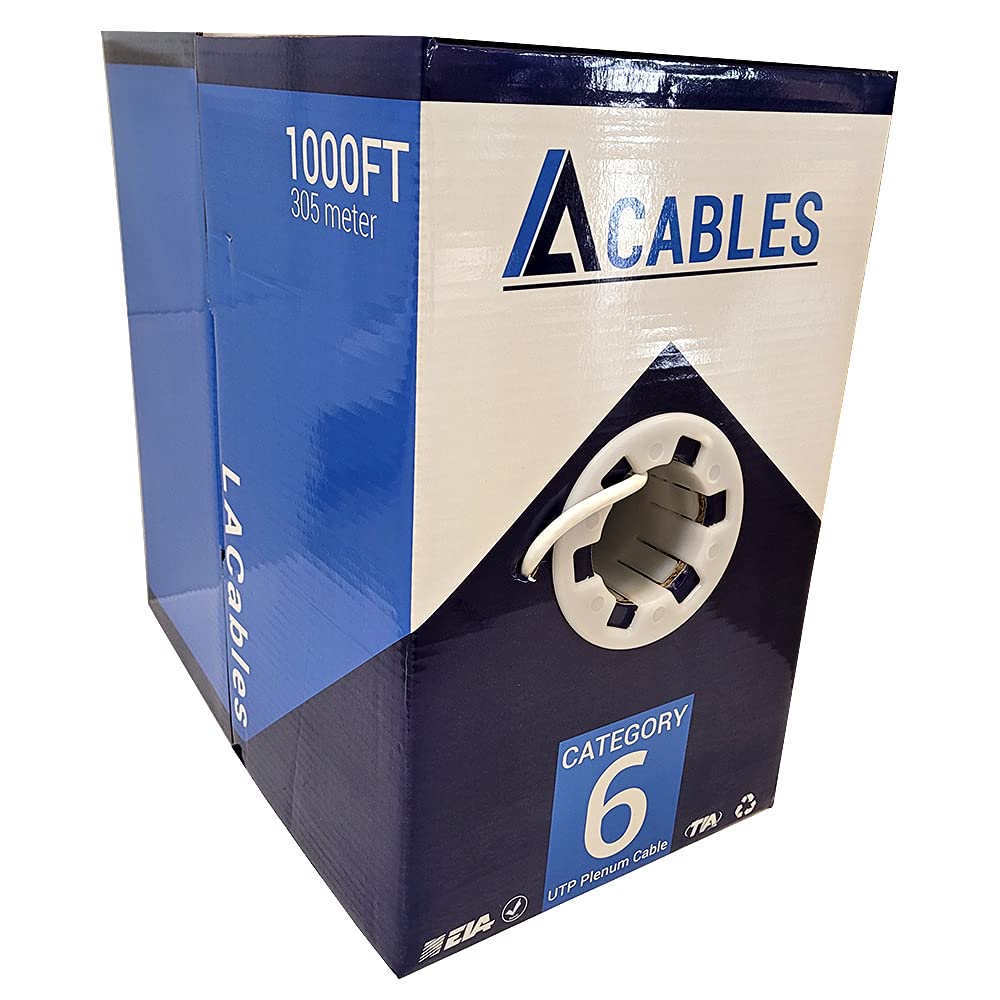 Cat6 Cable 1000ft Solid Conductors 23AWG 4Pair UTP Plenum CMP Rated Blue D546