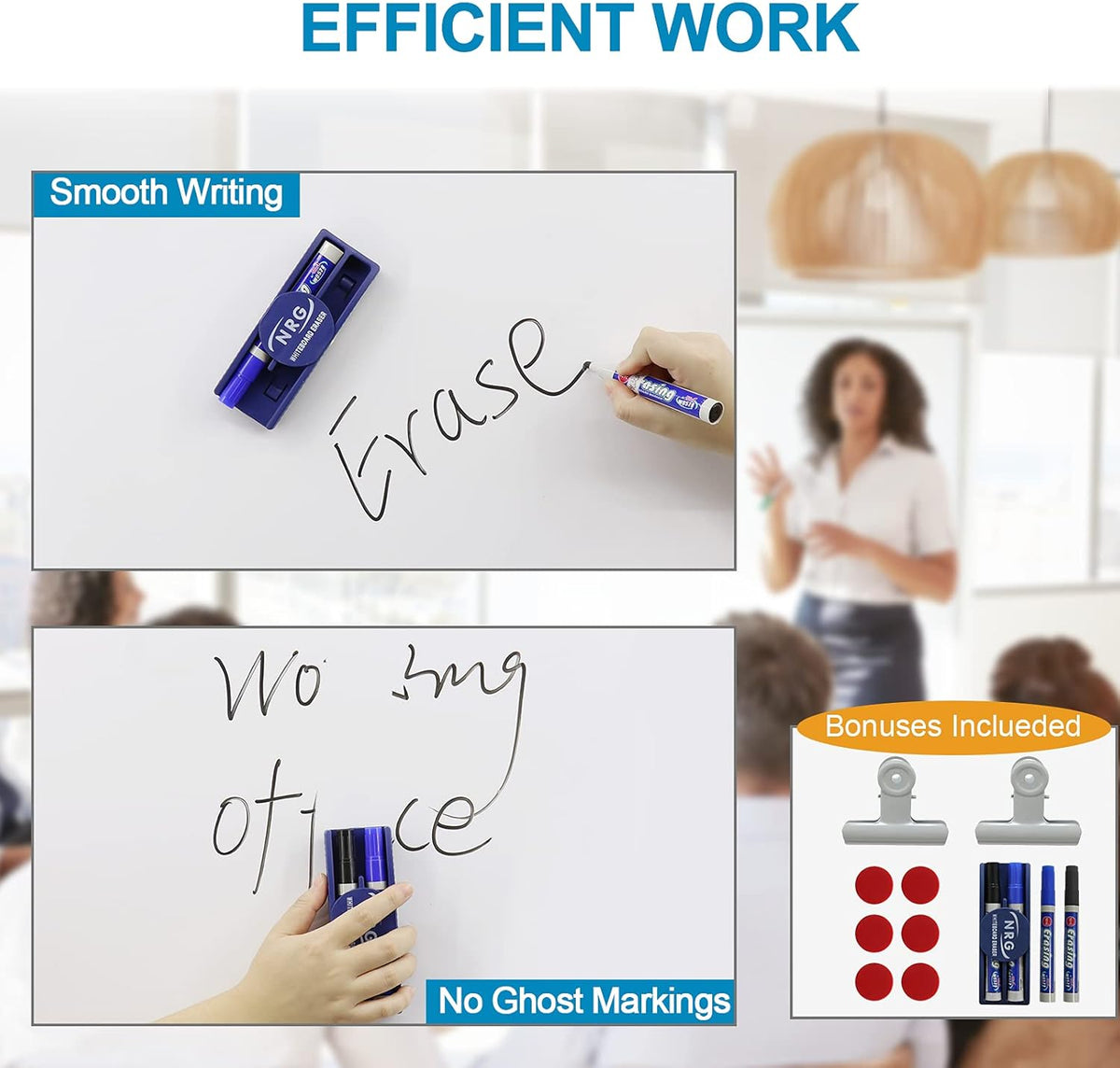 36x48 Double Sided Magnetic Dry Erase Board on Wheels with Stand D3701