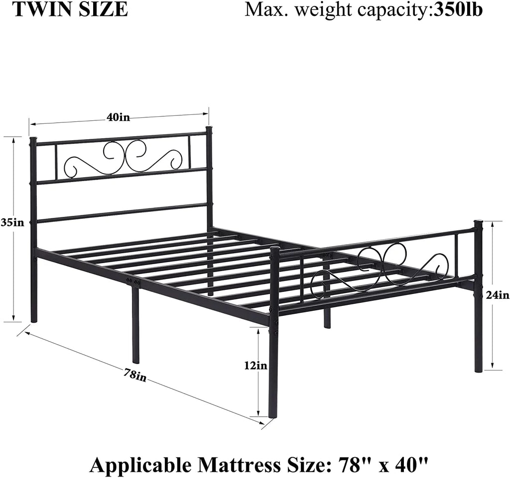 Twin Metal Platform Bed Frame with Headboard D393578