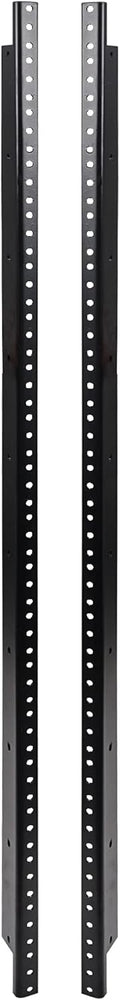 2-pack 20U Steel Rack Rails with Black Powder Coated Finish and Screws U18051