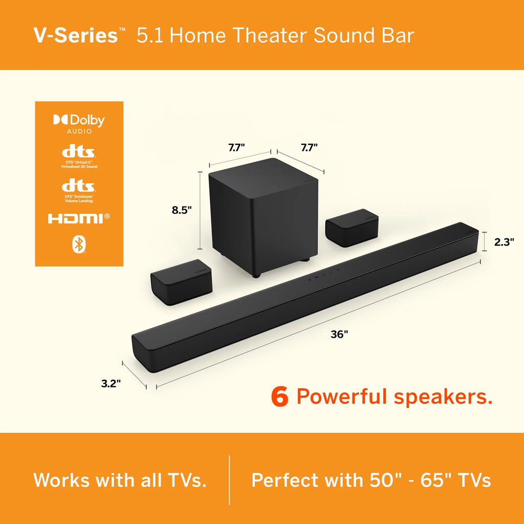5.1 Home Theater Sound Bar with Bluetooth G875