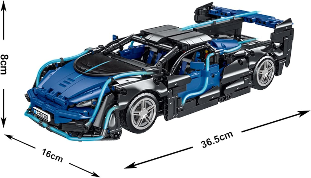 Blue and Black 1:14 Scale Sports Car Building Blocks Set (1529 Pcs) E475043