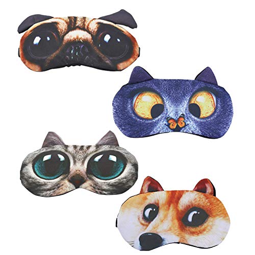 Cartoon Animal 4 Pack/8 Pack Adjustable Strap Blackout Eye Mask A624921
