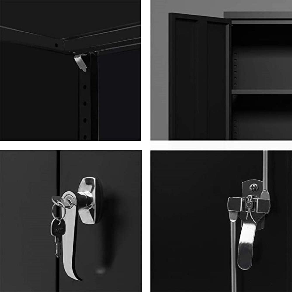 Metal Storage Cabinet with 2 Doors and 4 Adjustable Shelves Lockable Steel Storage Cabinet B6592