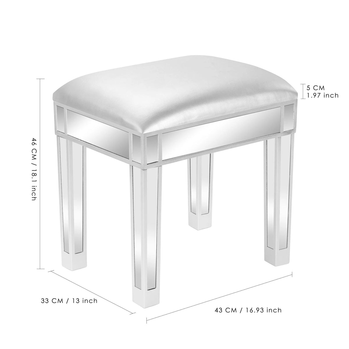 Silver Cushioned Vanity Stool N1843