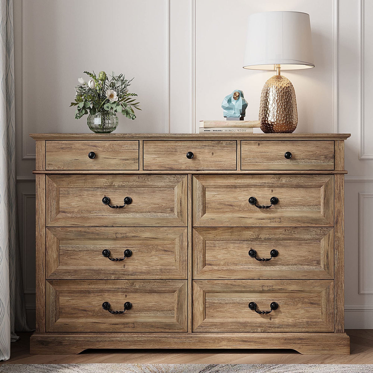 Rustic Oak 6 Drawer Dresser C12575