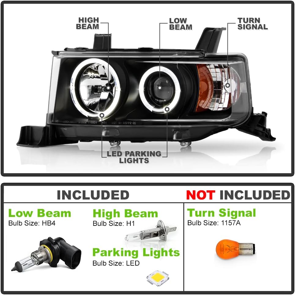 Black Housing Projector Headlights Headlamps C6134
