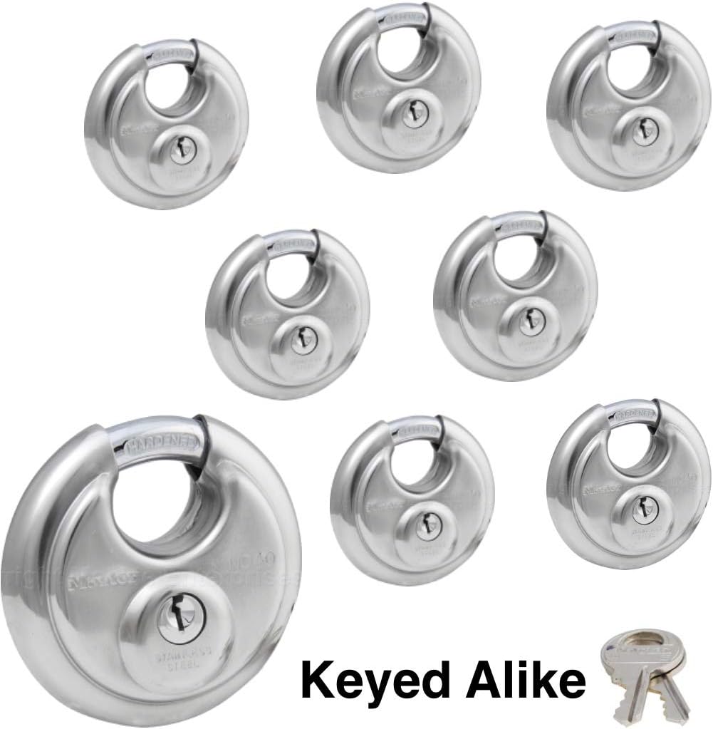 8 Keyed Alike Stainless Steel Padlocks F95252