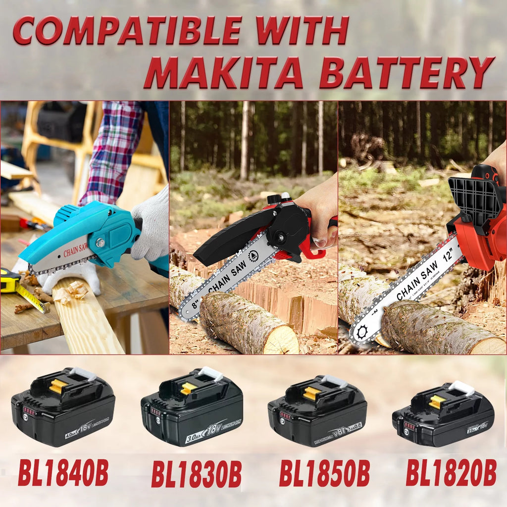 8 inch Cordless Mini Chainsaw with 2 Chains and 3.0Ah Battery G50374
