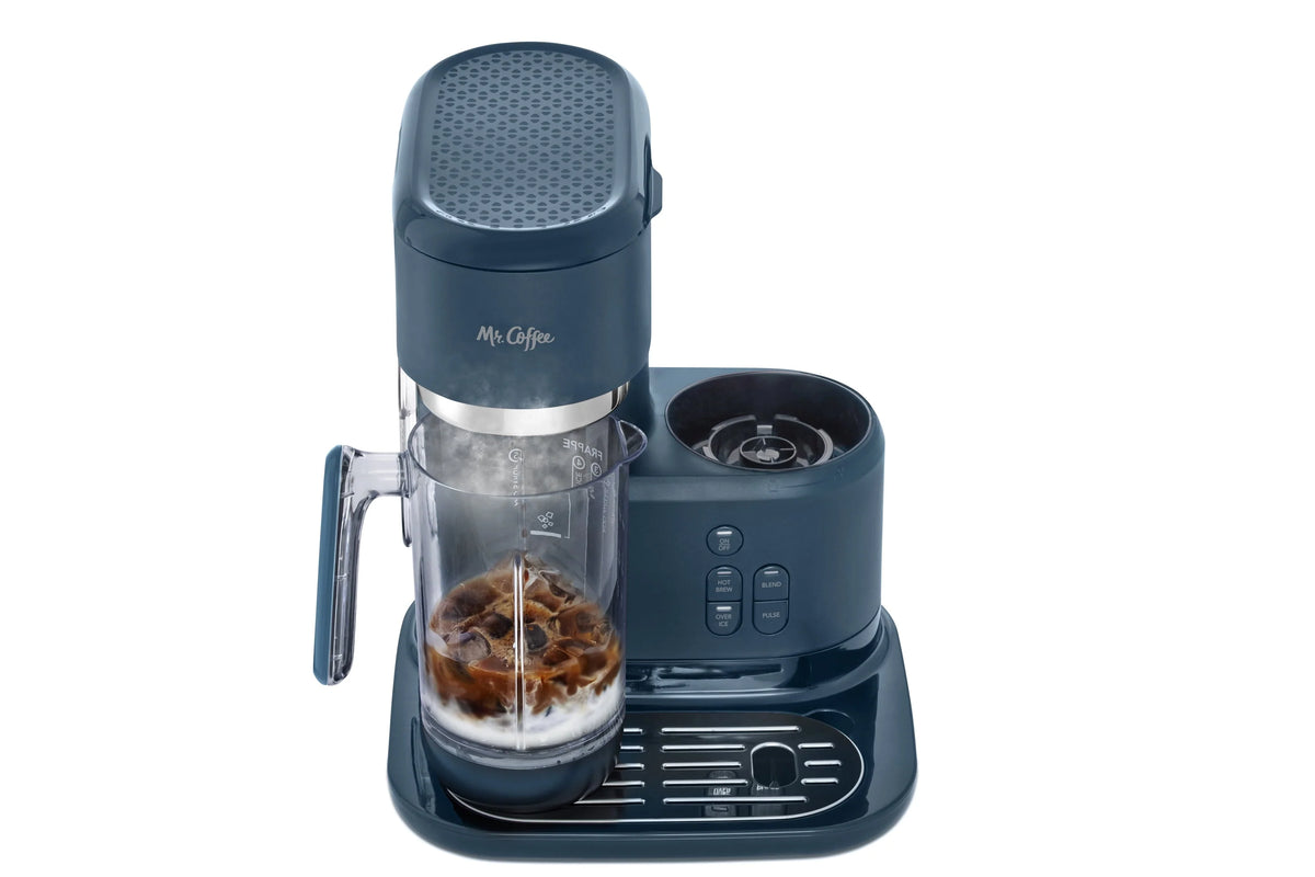 Navy Blue Single Serve Iced and Hot Coffee Maker and Blender U23403