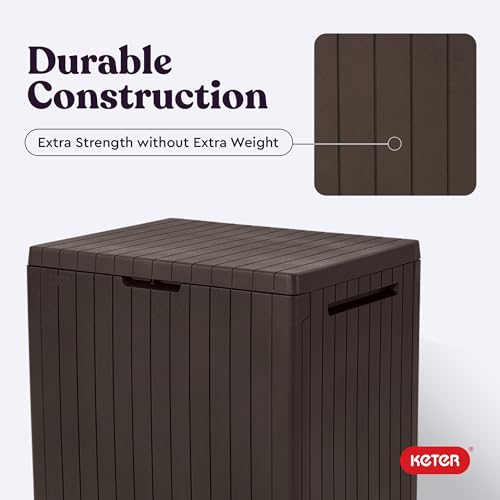 30 Gallon Resin Outdoor Storage Box and Side Table D349