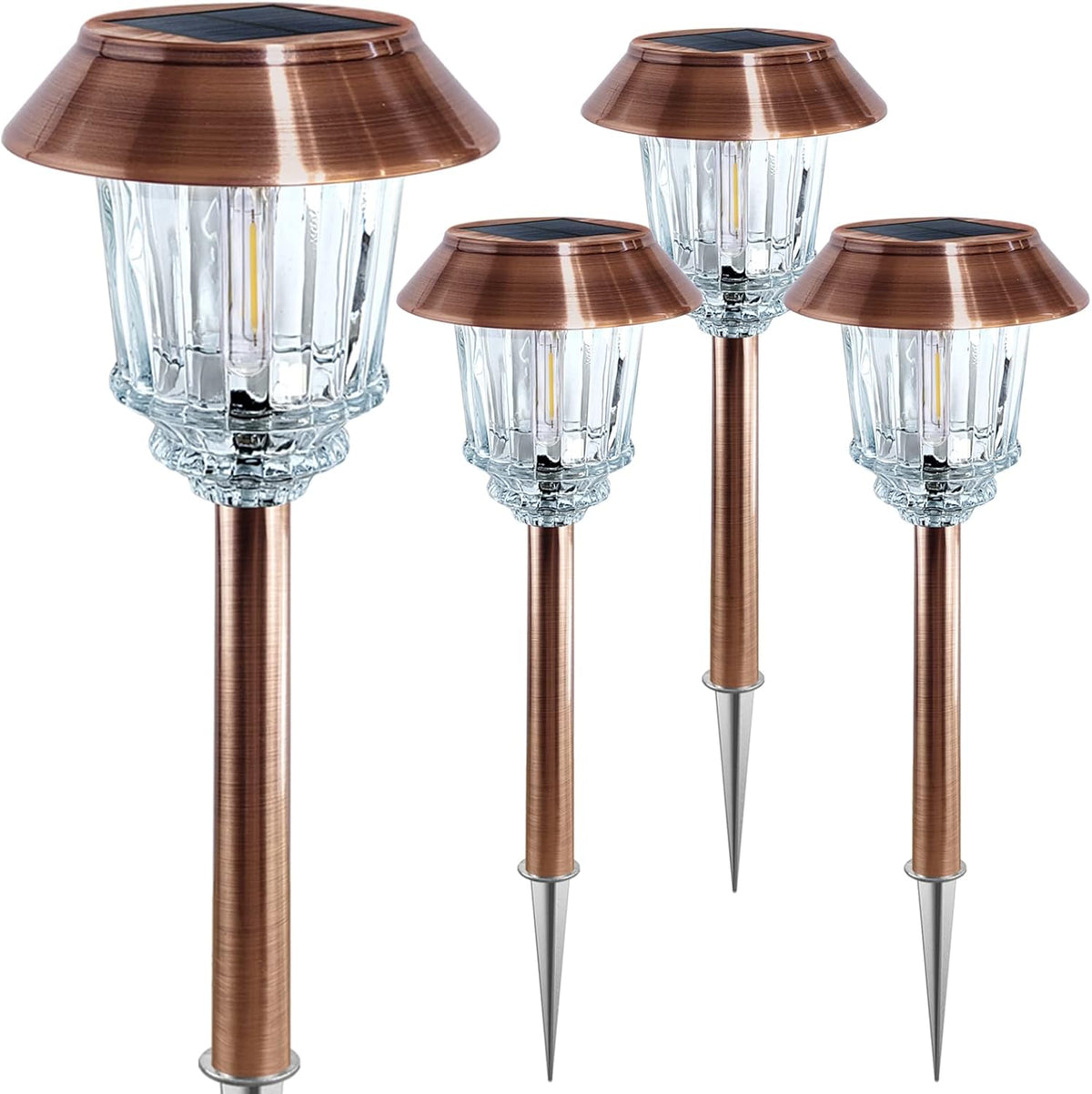 4 Pack IP65 Waterproof Dimmable Solar Pathway Lights N904113