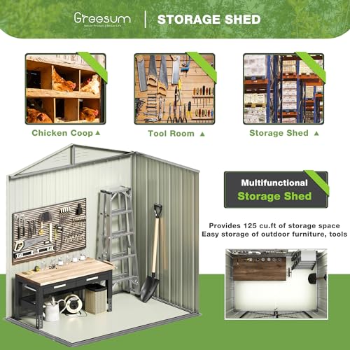 Brown 6 x 8 ft. Metal Outdoor Storage Shed V908