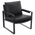 Black Faux Leather Accent Chair with Track Arms W194416