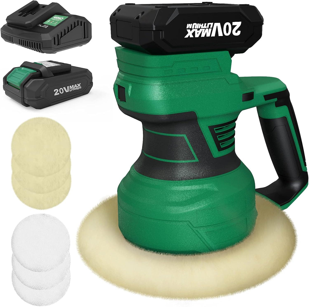 20V 7Inch Cordless Random Orbital Polisher with 6 Pads Z909