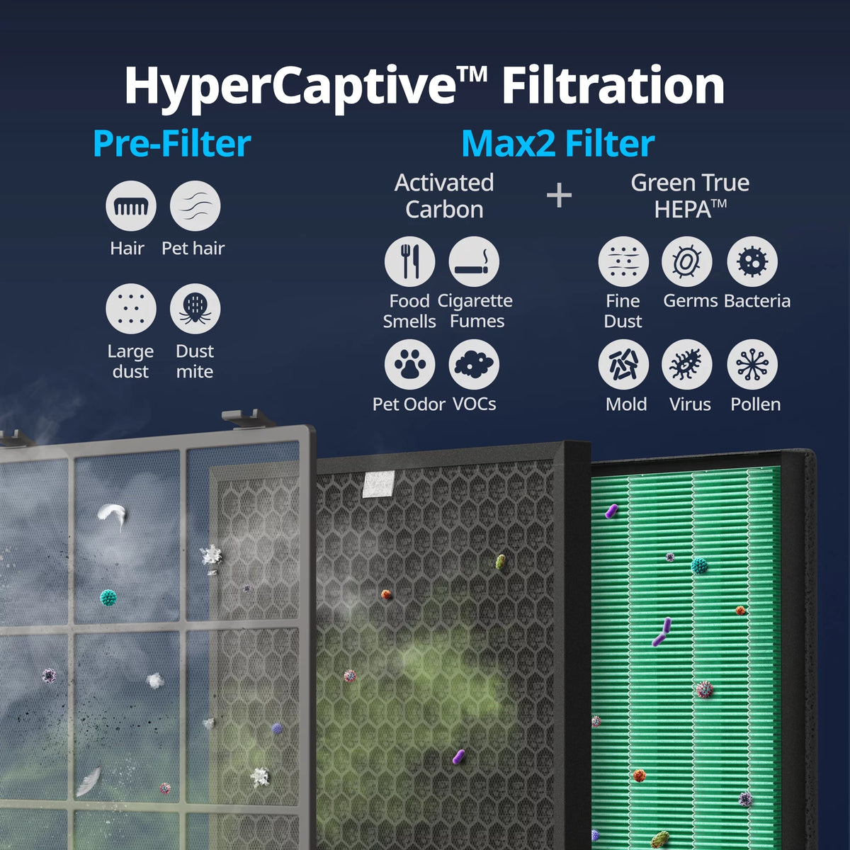 Graphite True HEPA Air Purifier with 1560 sq ft Coverage L9488